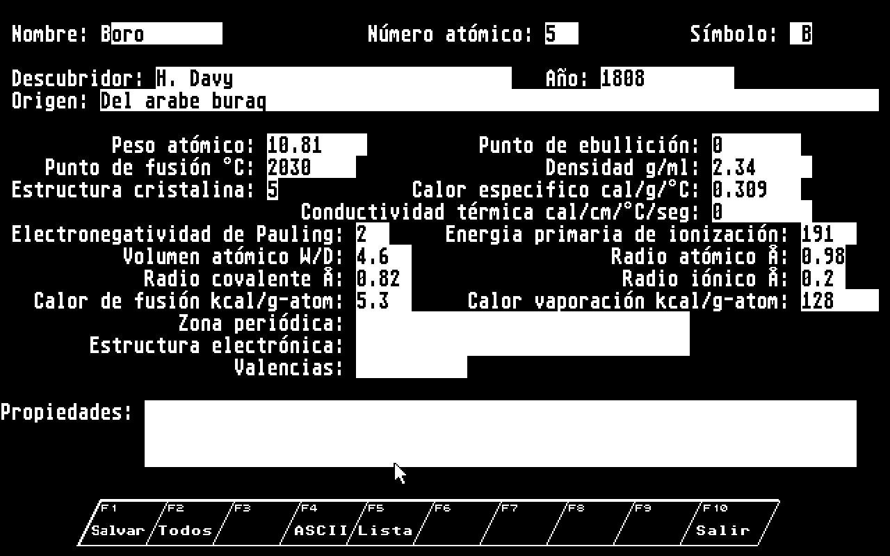 Tabla Periodica atari screenshot